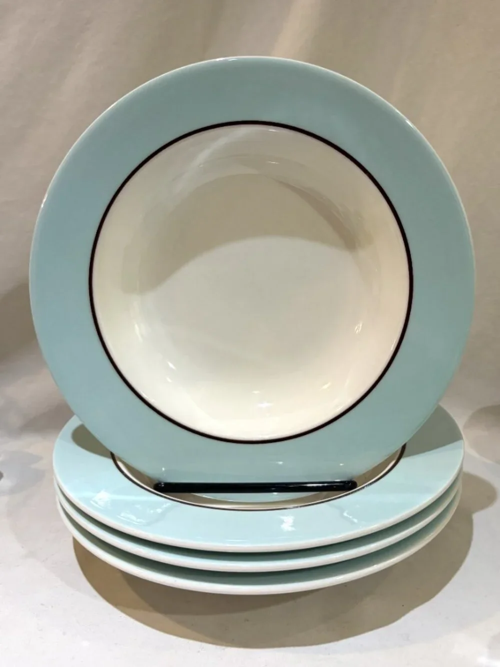 Set of 4 Pagnossin Treviso Rim Bowls for Soup Pasta Robin Egg Blue Made in Italy